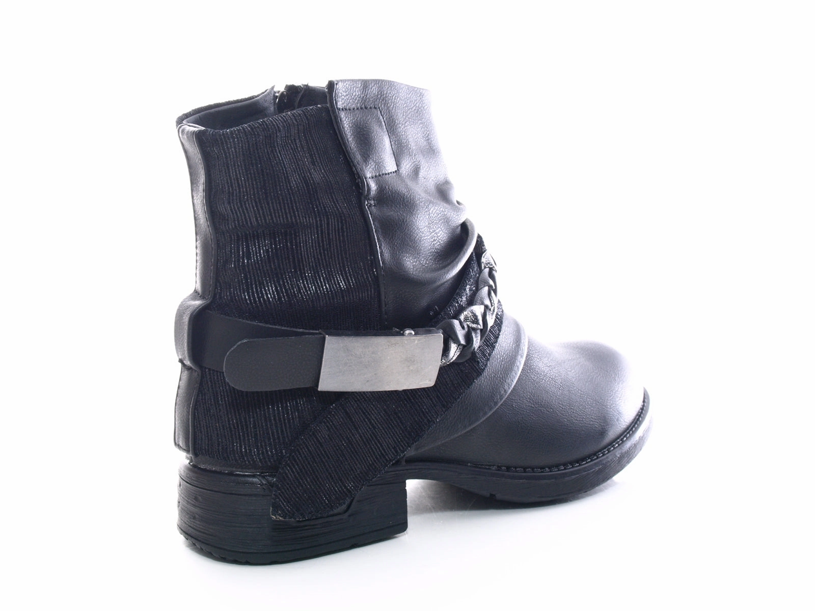 Sicherheitsschuhe Hersteller Italien Damen Stiefeletten Biker Boots Outdoor Winterboots warm gefttert Black # 210