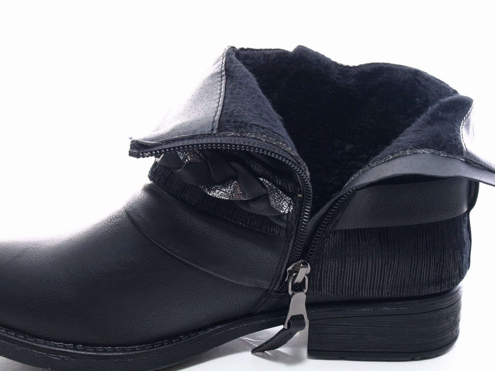 Sicherheitsschuhe Jugendfeuerwehr Damen Stiefeletten Biker Boots Outdoor Winterboots warm gefttert Black # 210