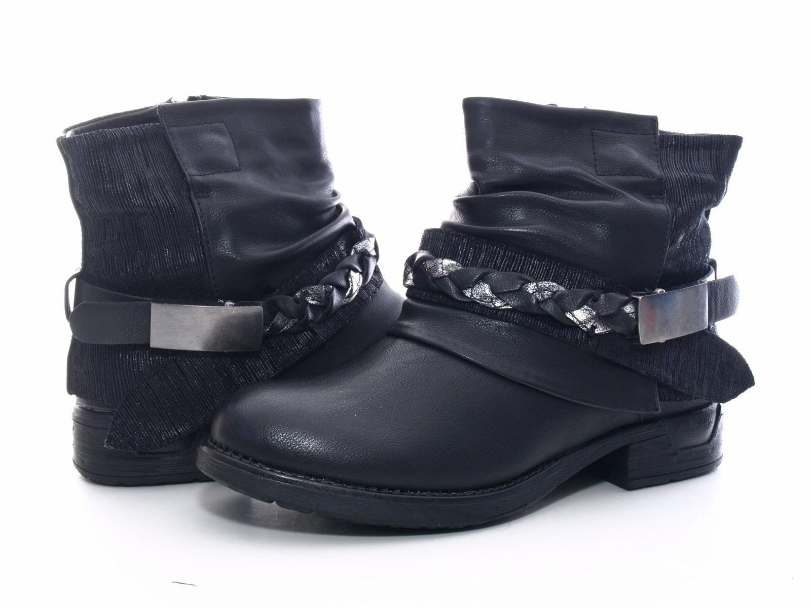 Damen Stiefeletten Biker Boots Outdoor Winterboots warm gefttert Black # 210 Sicherheitsschuhe Wiener Neustadt-land