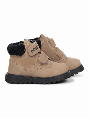 Winterstiefel Schmal Stiefel aus Wildleder - Beige/Schwarz