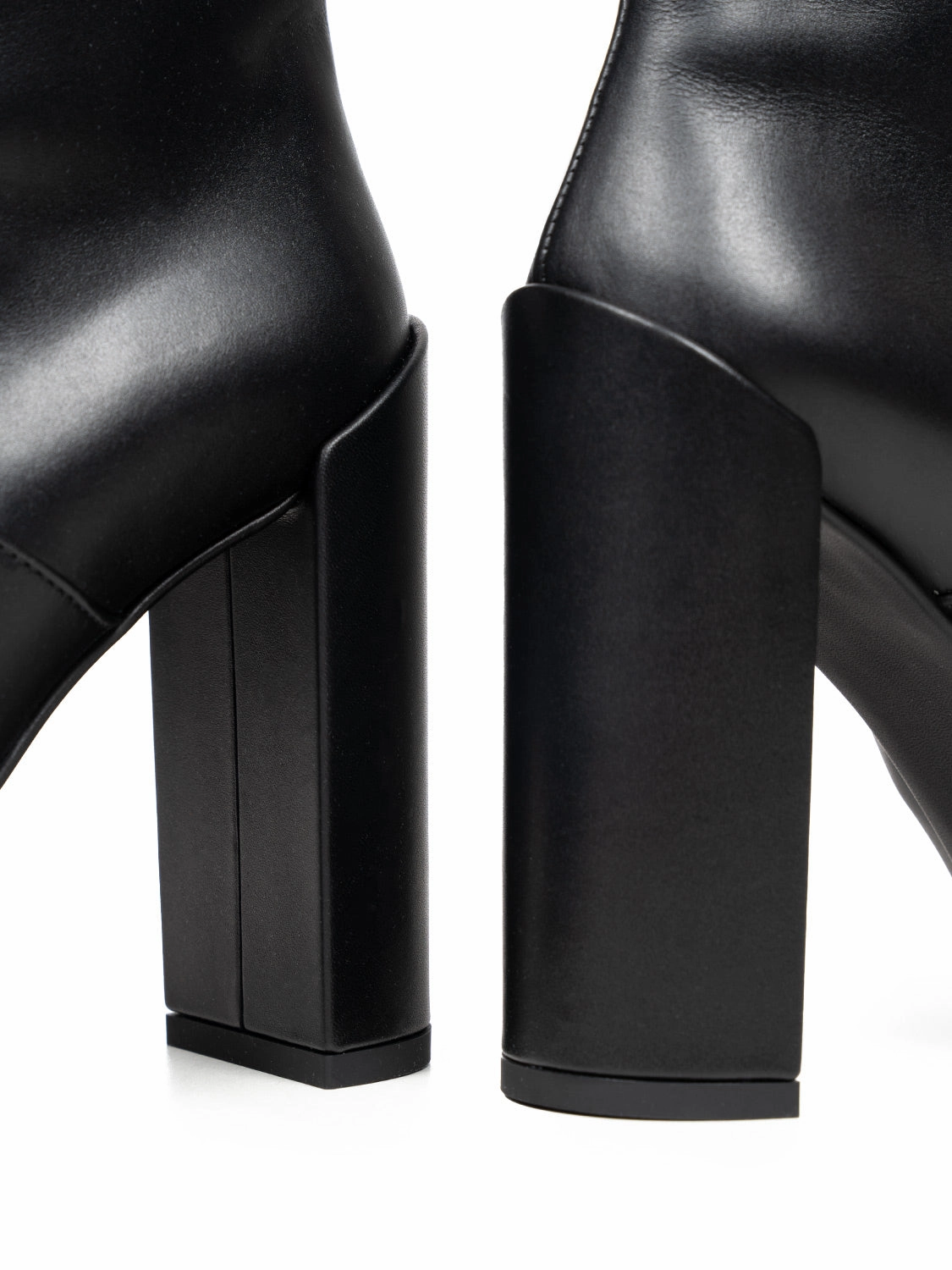 Quadratische Hohe Stiefel aus Kalbsleder 90 mm Stiefel Cafe Noir