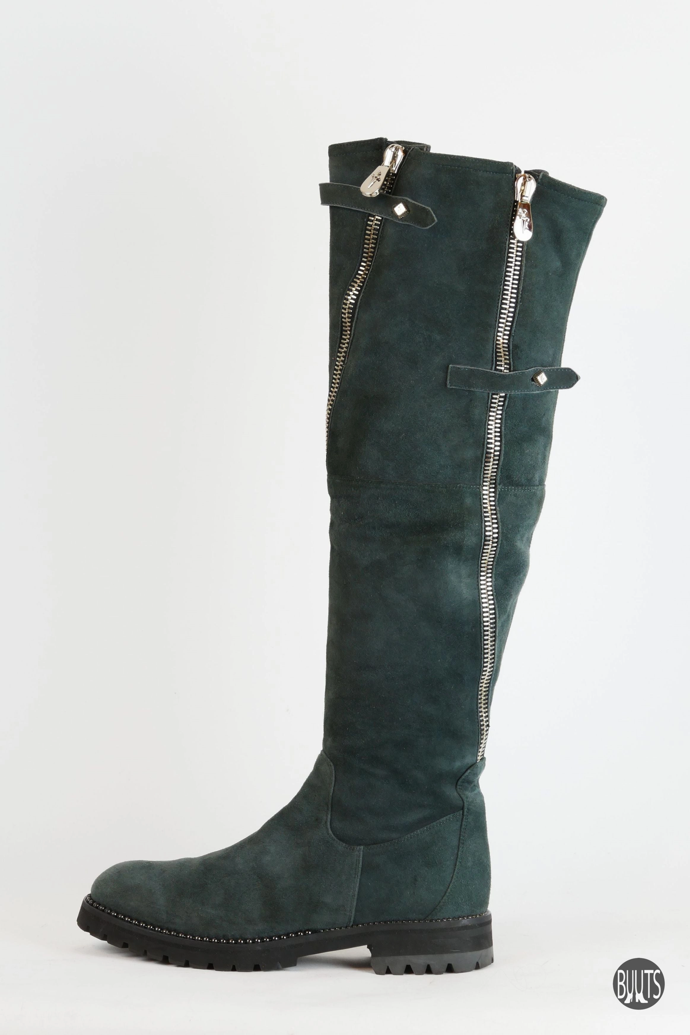 Stiefel Wildleder grau Larp Leder Stiefel