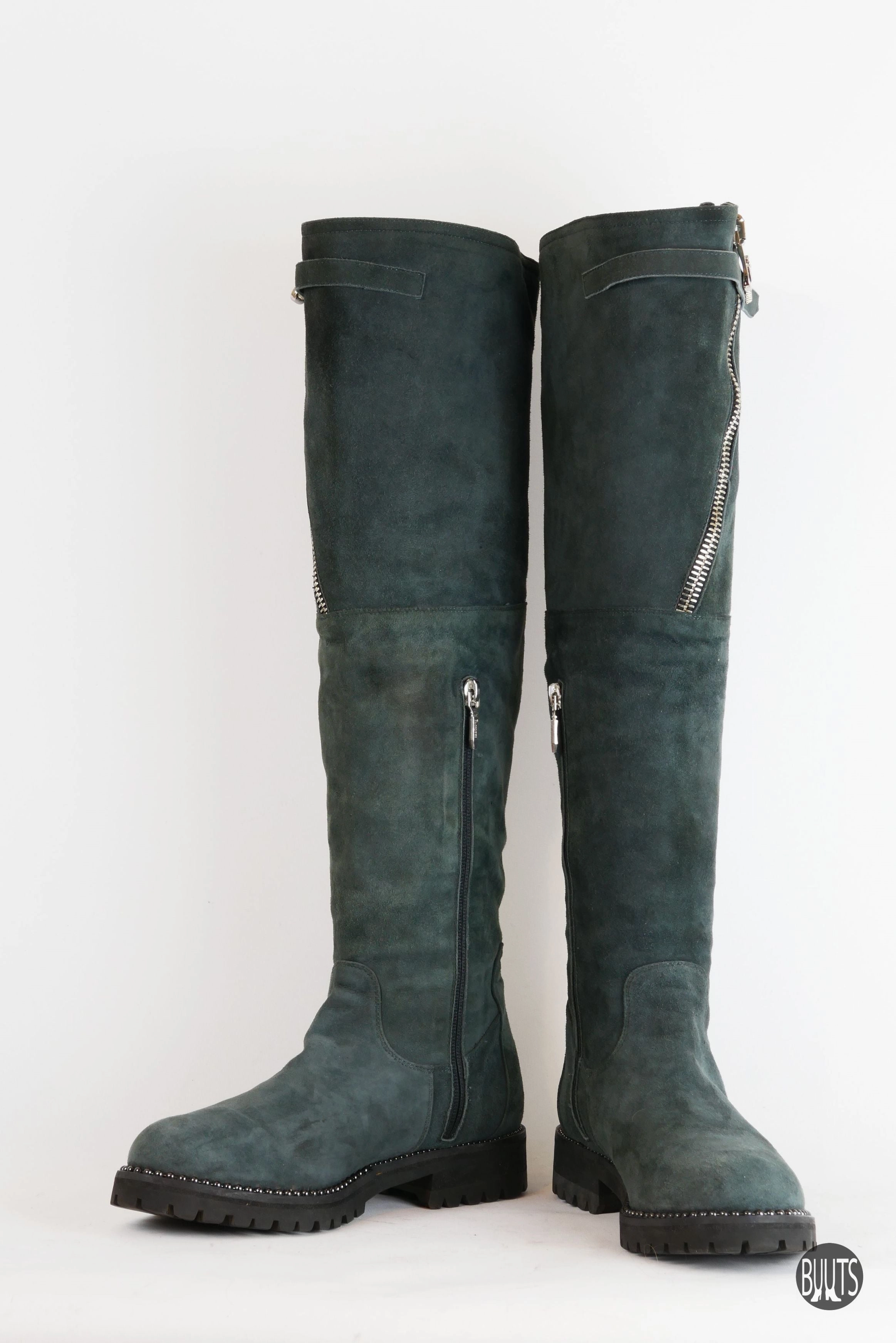Stiefel Wildleder grau Leder Stiefel Hoch