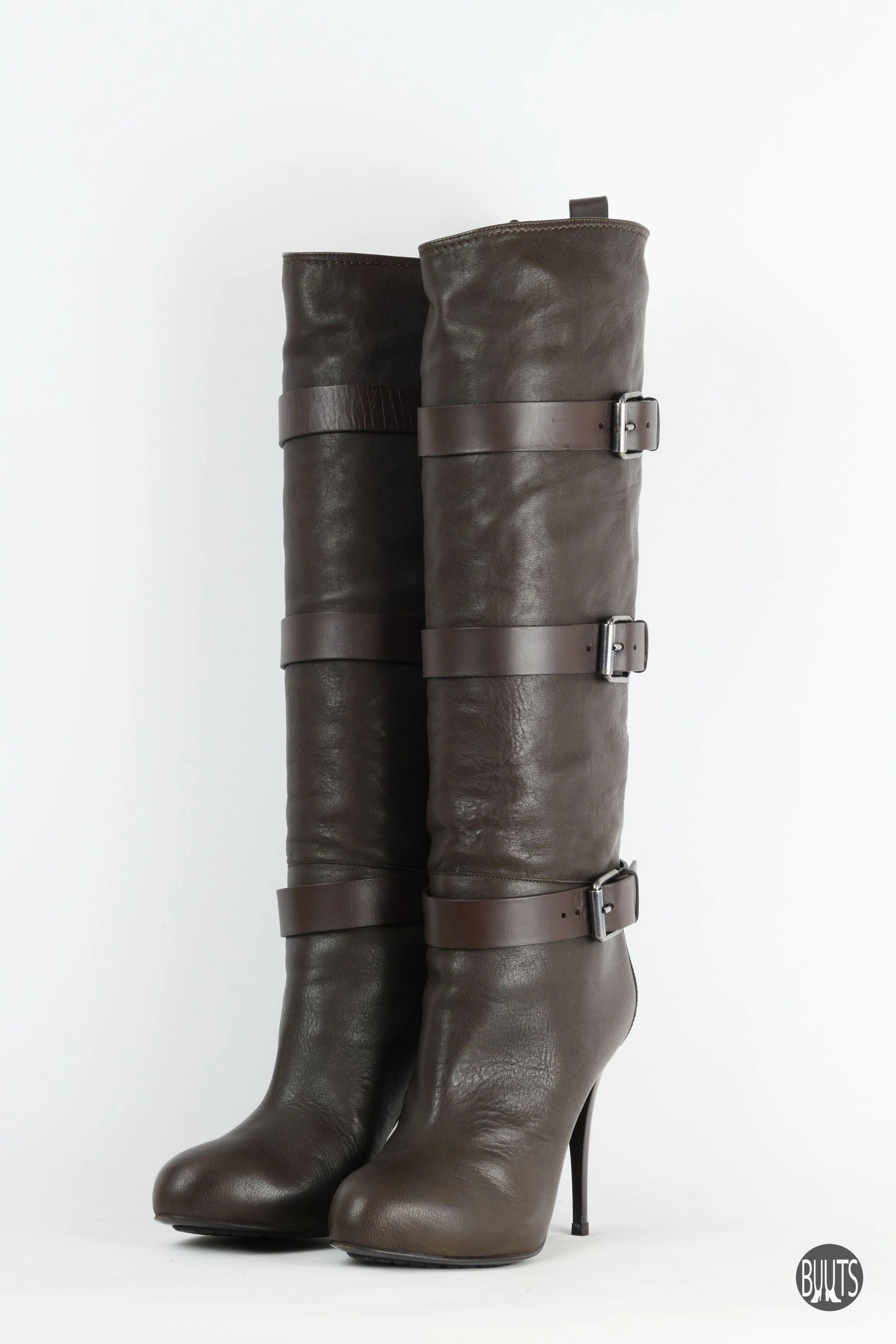 Stiefel Leder dunkelbraun Nylo Stiefel