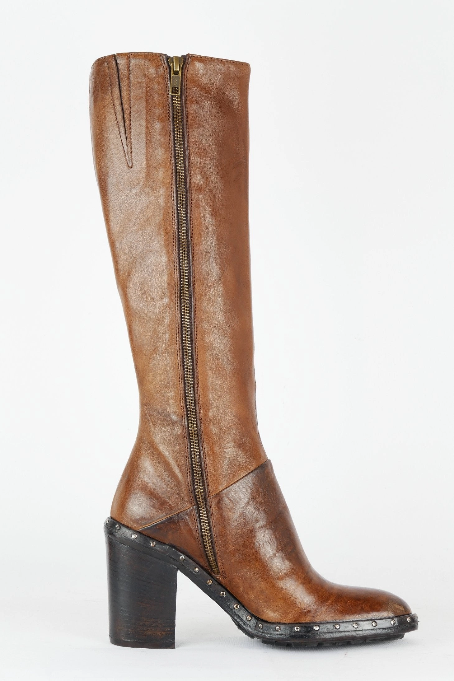 Stiefel Leder mittelbraun Shopping Stiefel