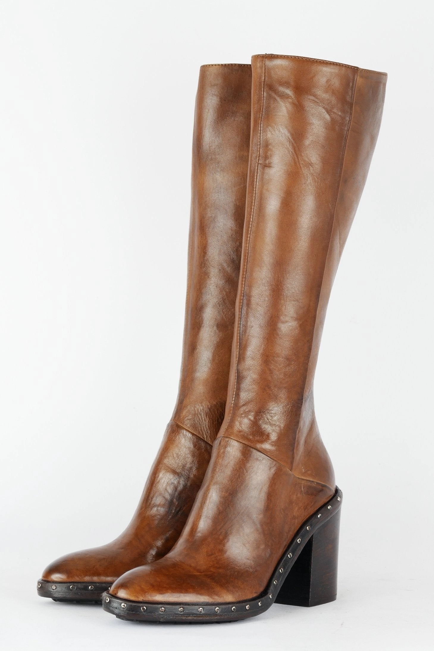 Stiefel Leder mittelbraun Wasserdichte Stiefel Mit Reißverschluss