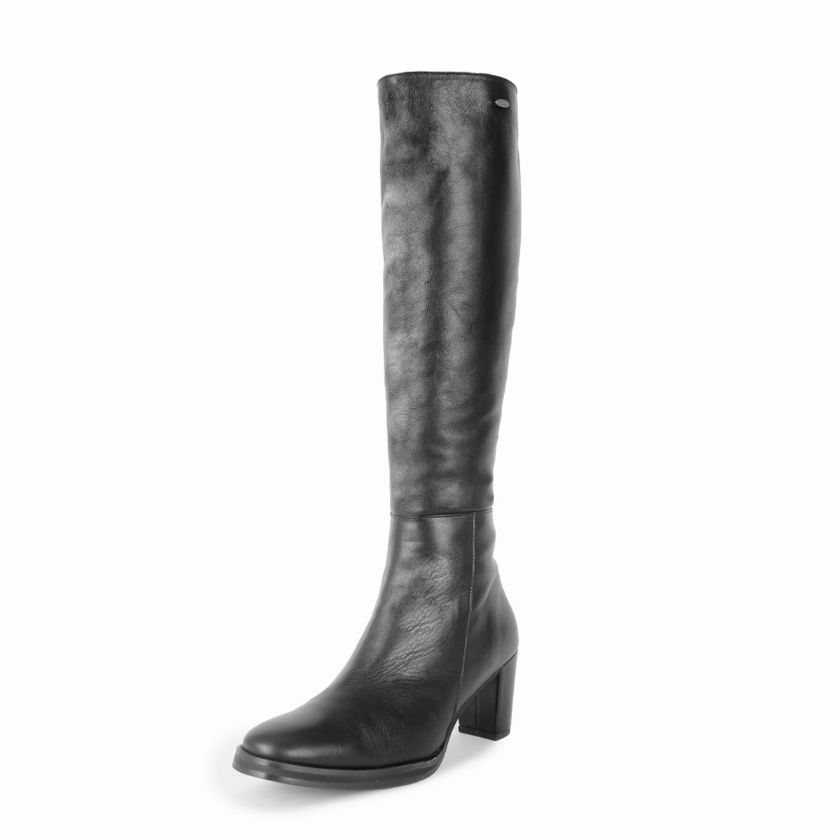 Stiefel Klassisch Stiefel mit kleinem Blockabsatz kniehoch (Modell 407) Leder schwarz