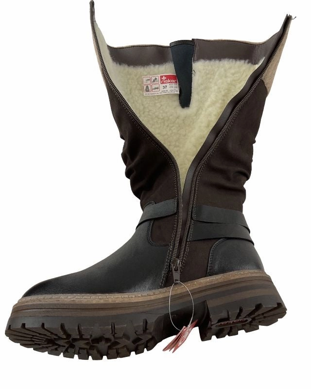 Rieker Damen Stiefel 93092-90 Schwarz /Braun Rieker-TEX Stiefel 3 4 Schaft