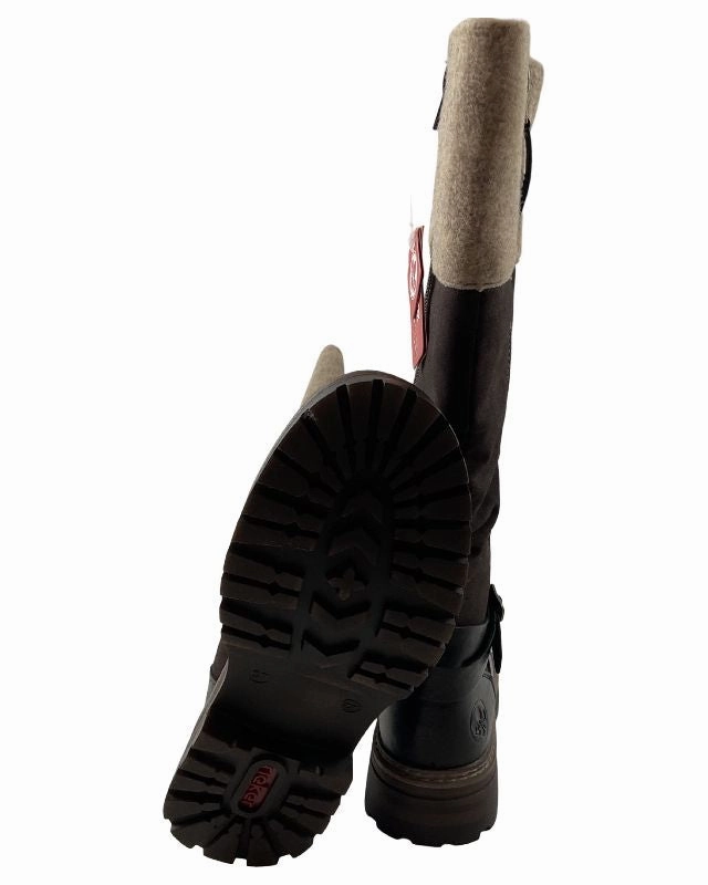 Rieker Damen Stiefel 93092-90 Schwarz /Braun Rieker-TEX Stiefel Winterschlussverkauf