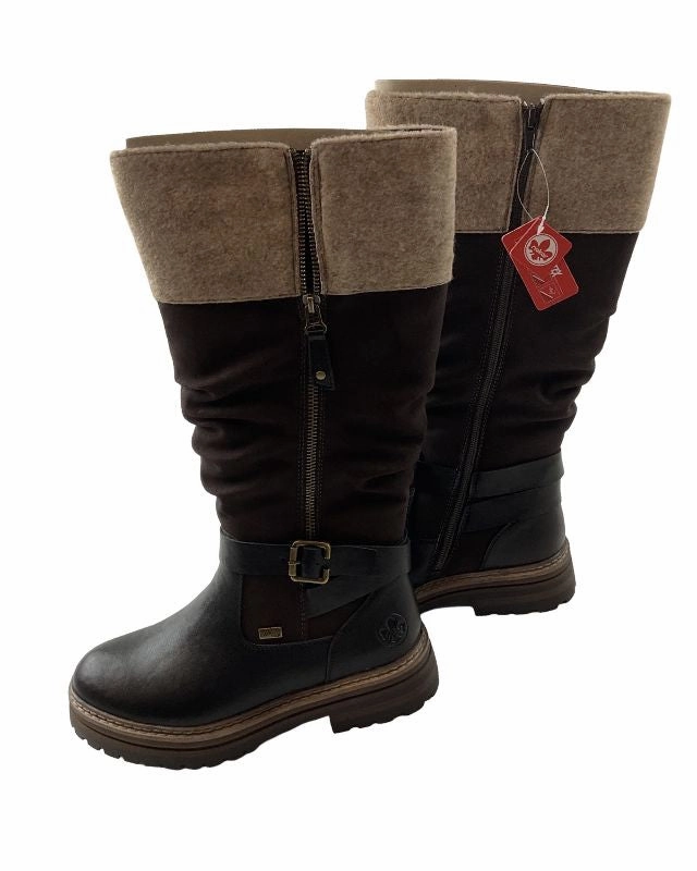 Imperial Riding Stiefel Special Rieker Damen Stiefel 93092-90 Schwarz /Braun Rieker-TEX