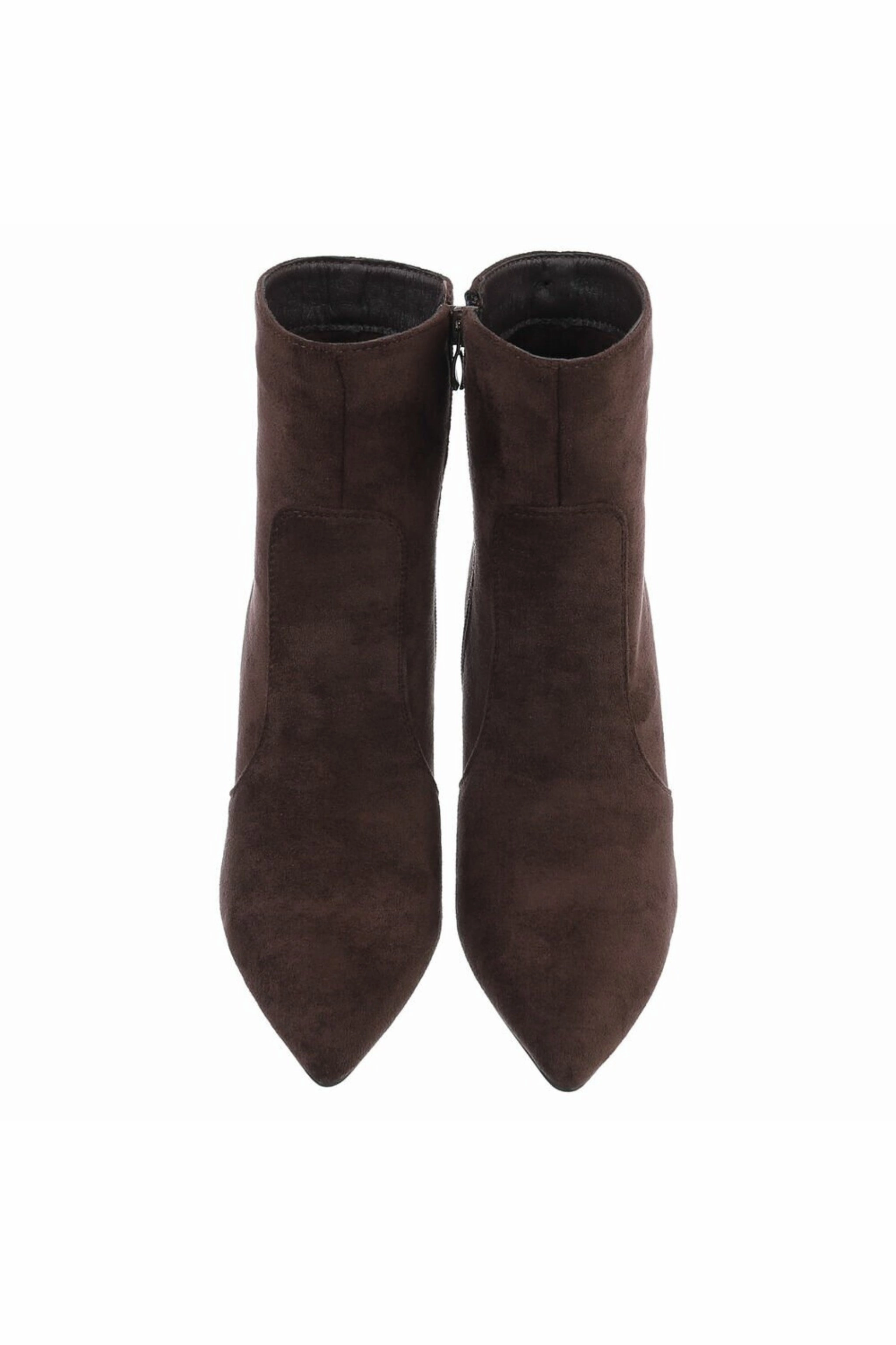 Stiefel Kaufen Günstig High-Heel Stiefelette in Wildlederoptik, braun