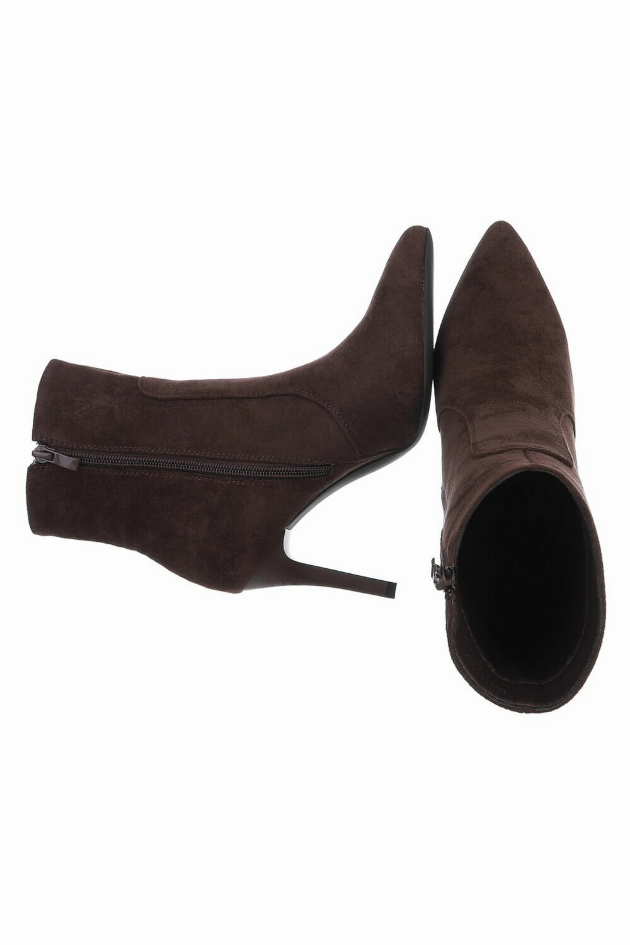 Ernstings Stiefel High-Heel Stiefelette in Wildlederoptik, braun