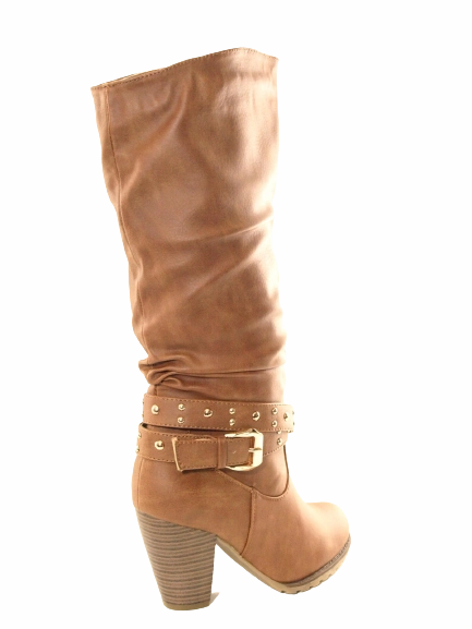 Damen Stiefel Winterstiefel warm gefttert Camel # 032 Schnittschutzklassen Stiefel