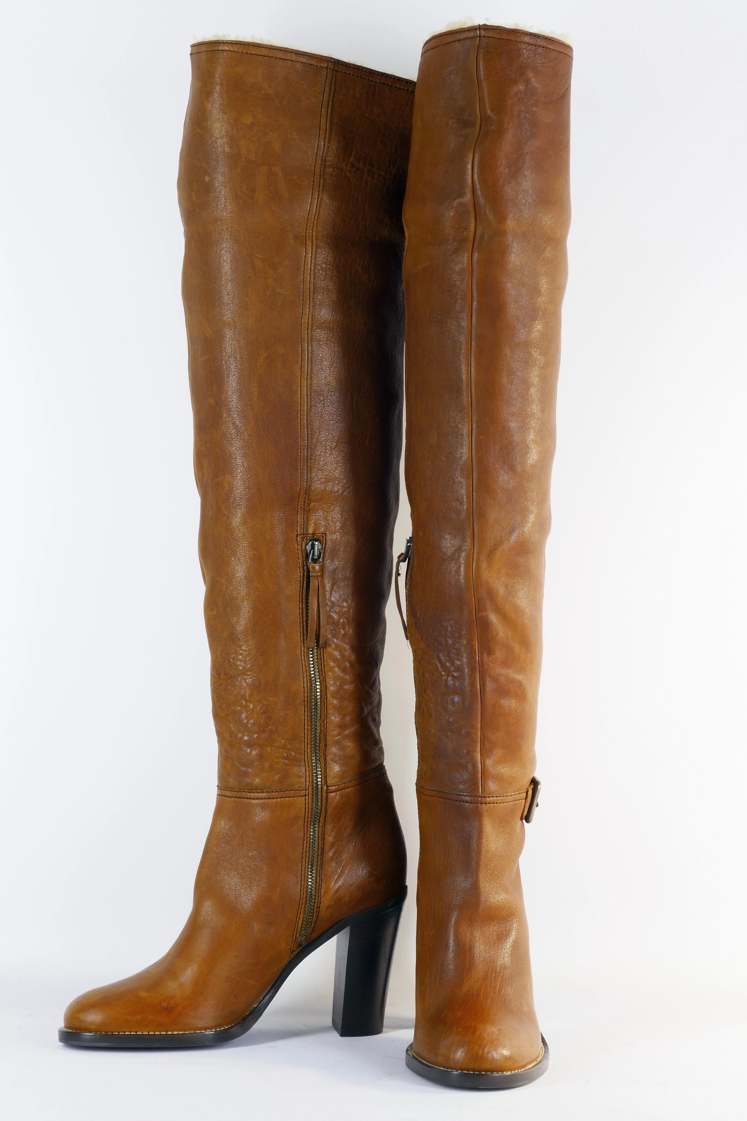 Musk Stiefel Hohe Stiefel Leder cognac