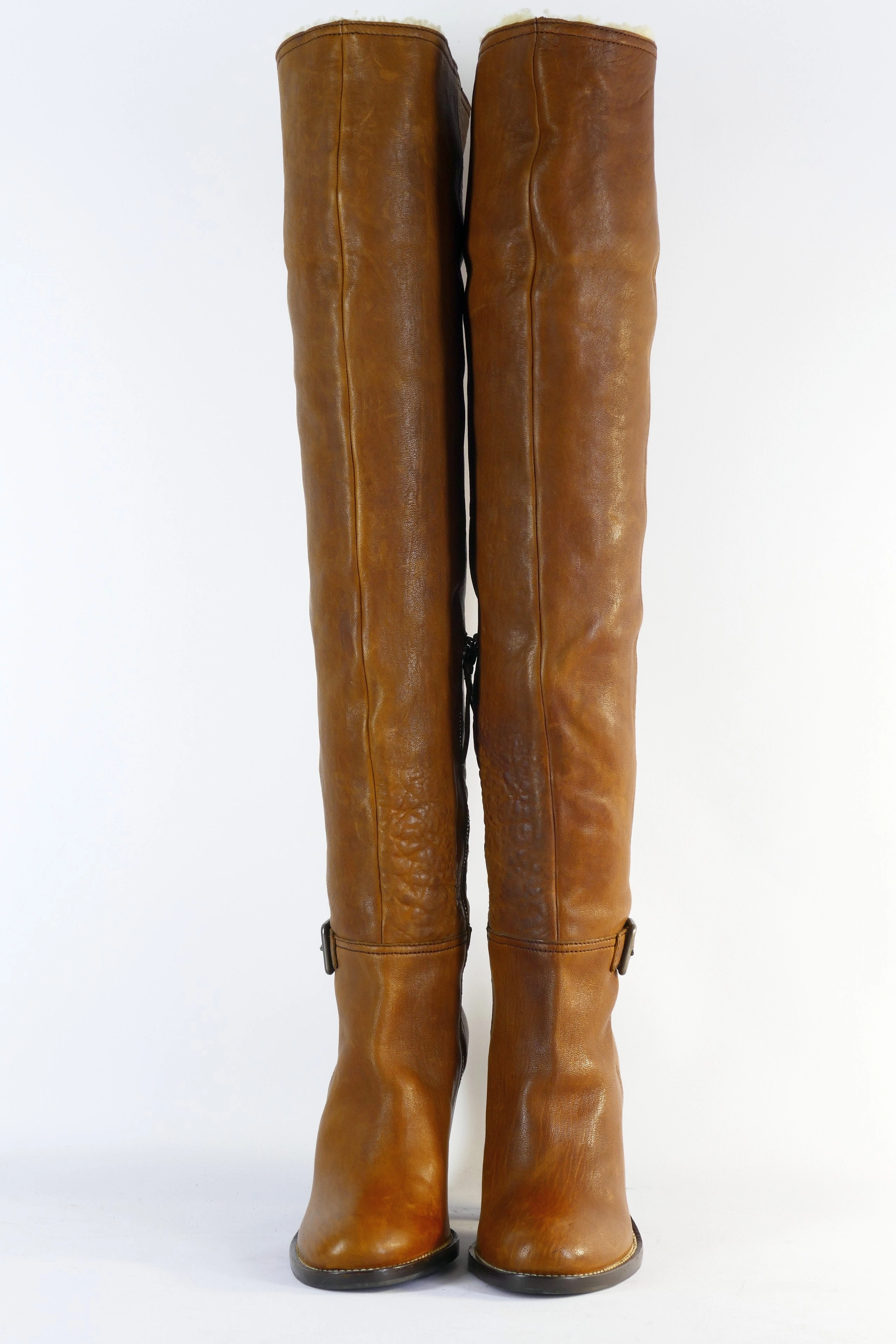 Prinzessin Stiefel Hohe Stiefel Leder cognac