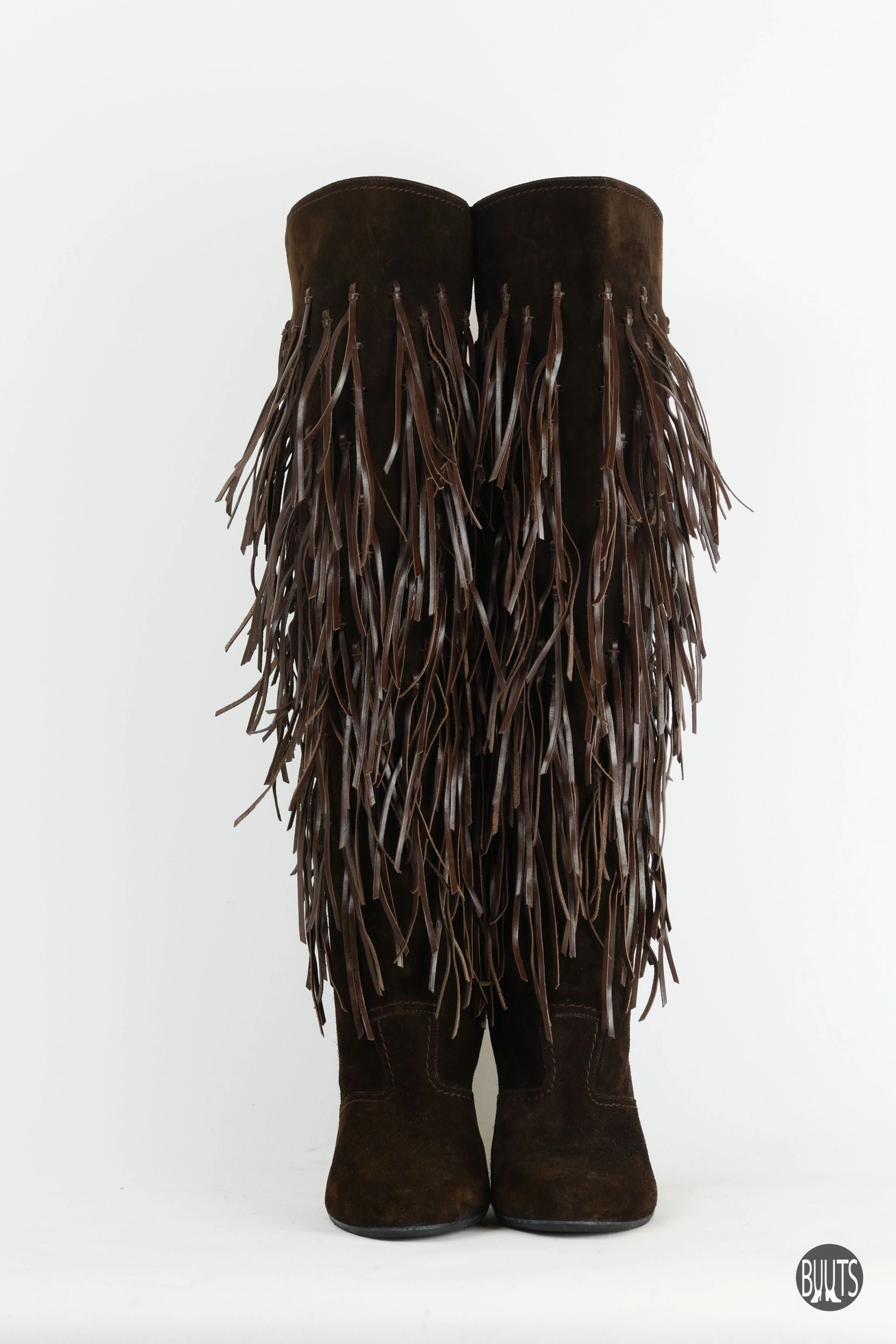 Stiefel Zu Knielangen Kleid Stiefel Wildleder dunkelbraun