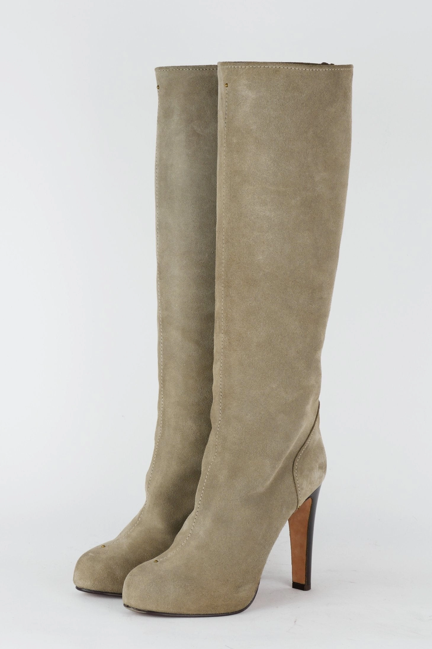 Stiefel Wildleder grau Stiefel Knickfalte