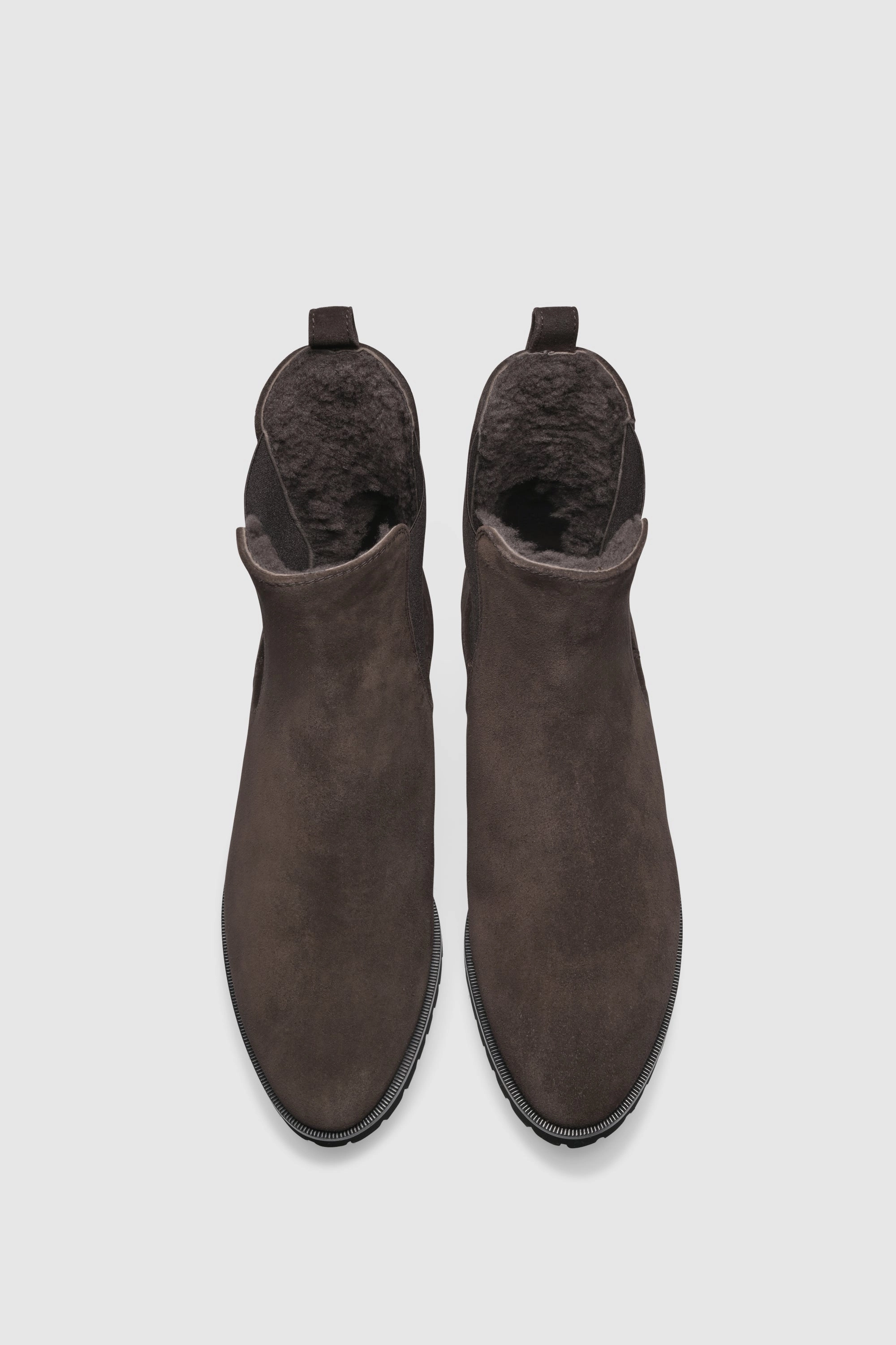 Stiefelette 7429 Velour Chocolate Shearling Chocolate Chelsea Boots Für Dicke Waden