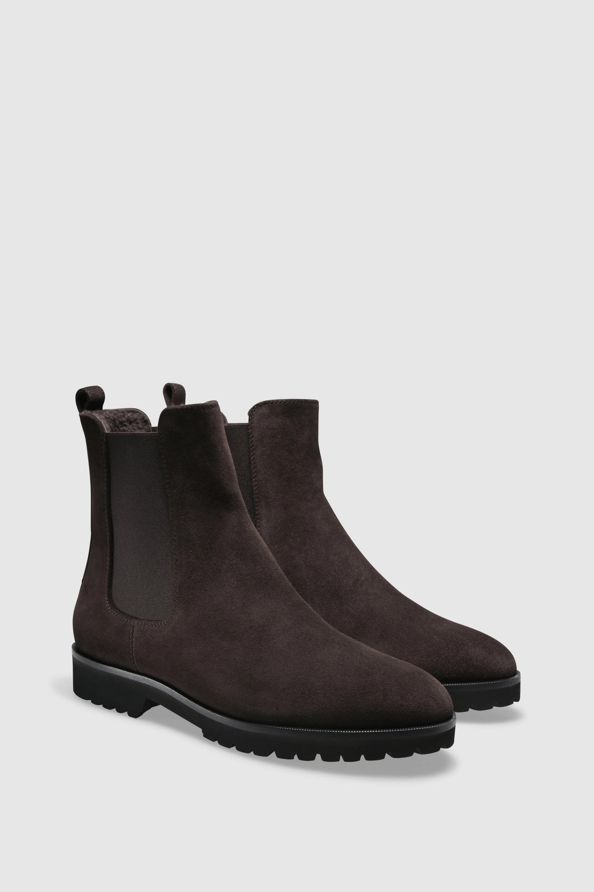 Stiefelette 7429 Velour Chocolate Shearling Chocolate Chelsea Boots Formal Wear