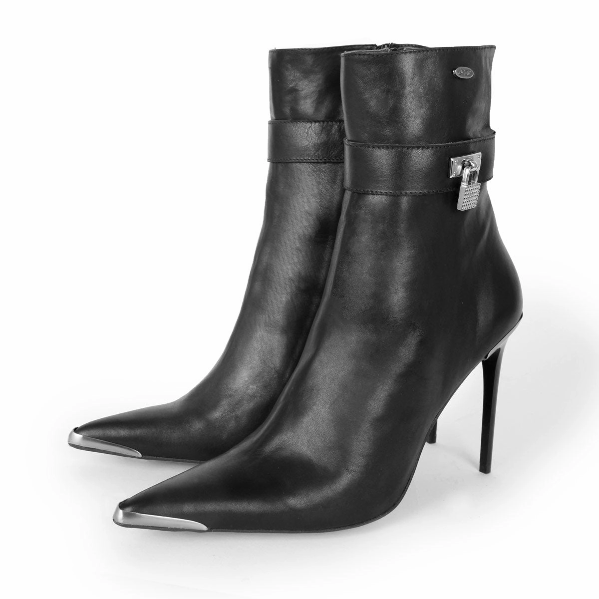 Comfy Ankle Boots Stiefelette mit Metallspitze (Modell 860) Leder schwarz