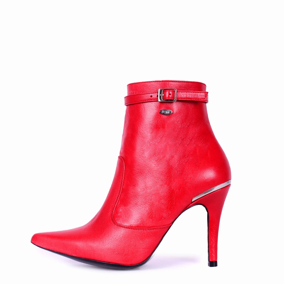 Square-toe Ankle Boots Stiefelette mit schmalem Riemchen (Modell 811) Leder rot