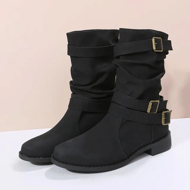 Elegante Stiefel mit Modernem Schnallendesign Yds Stiefel