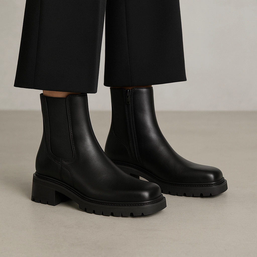 Stivali Vienna neri con elastico e zip, vegani ecologici Joni Chelsea Boot