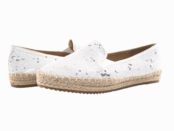 Laufschuhe Fallen Kleiner Aus Damen Plateau Slipper Pailetten Espadrilles Spitzenstoff Slip On White # 163