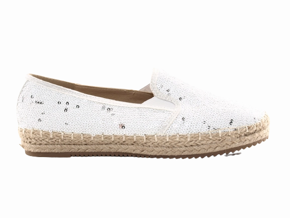 Rax Laufschuhe Damen Plateau Slipper Pailetten Espadrilles Spitzenstoff Slip On White # 163