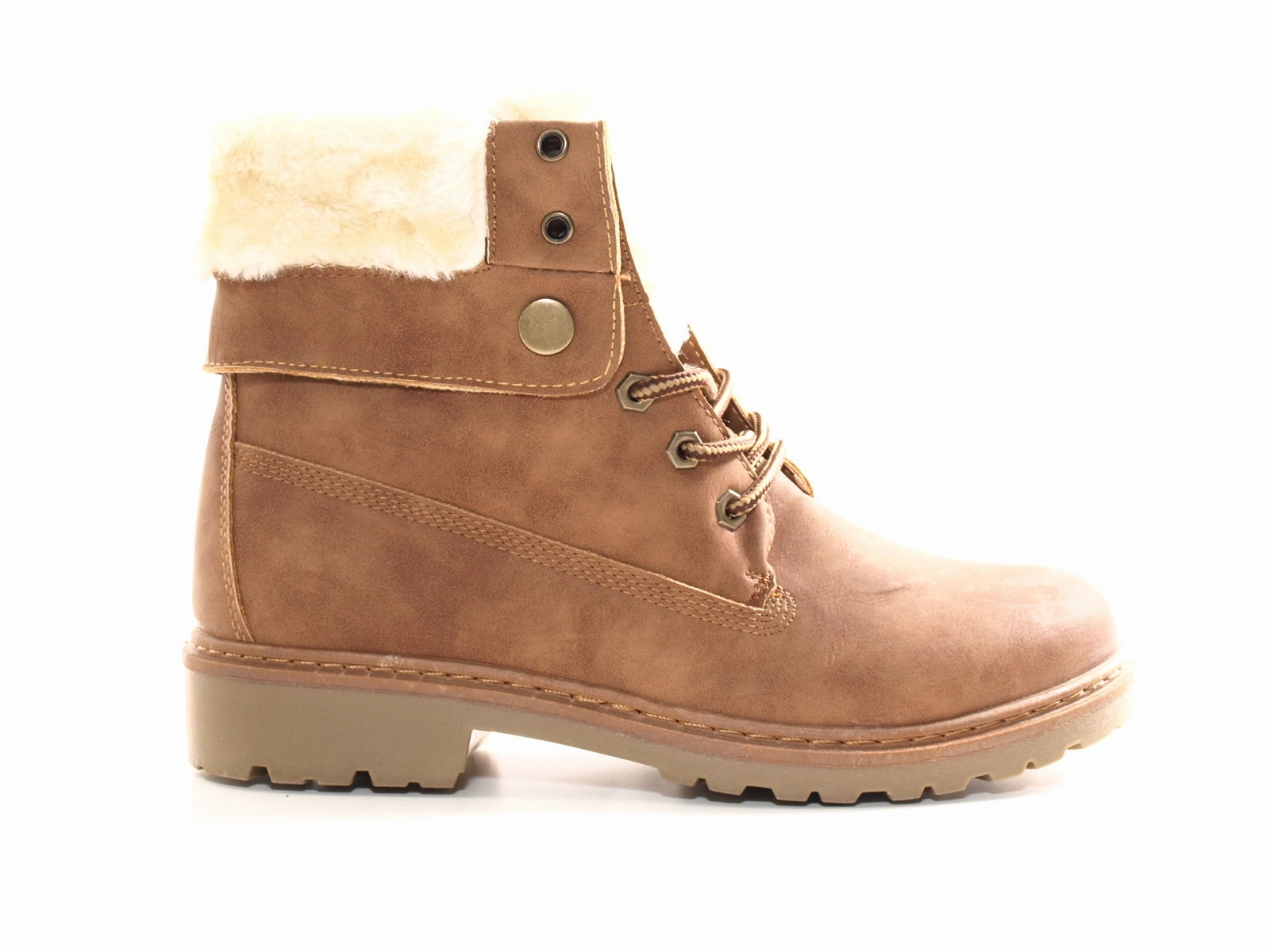 Damen Stiefeletten Biker Boots Outdoor Winterboots warm gefttert Camel # 9120 Sicherheitsschuhe Zwischengrößen