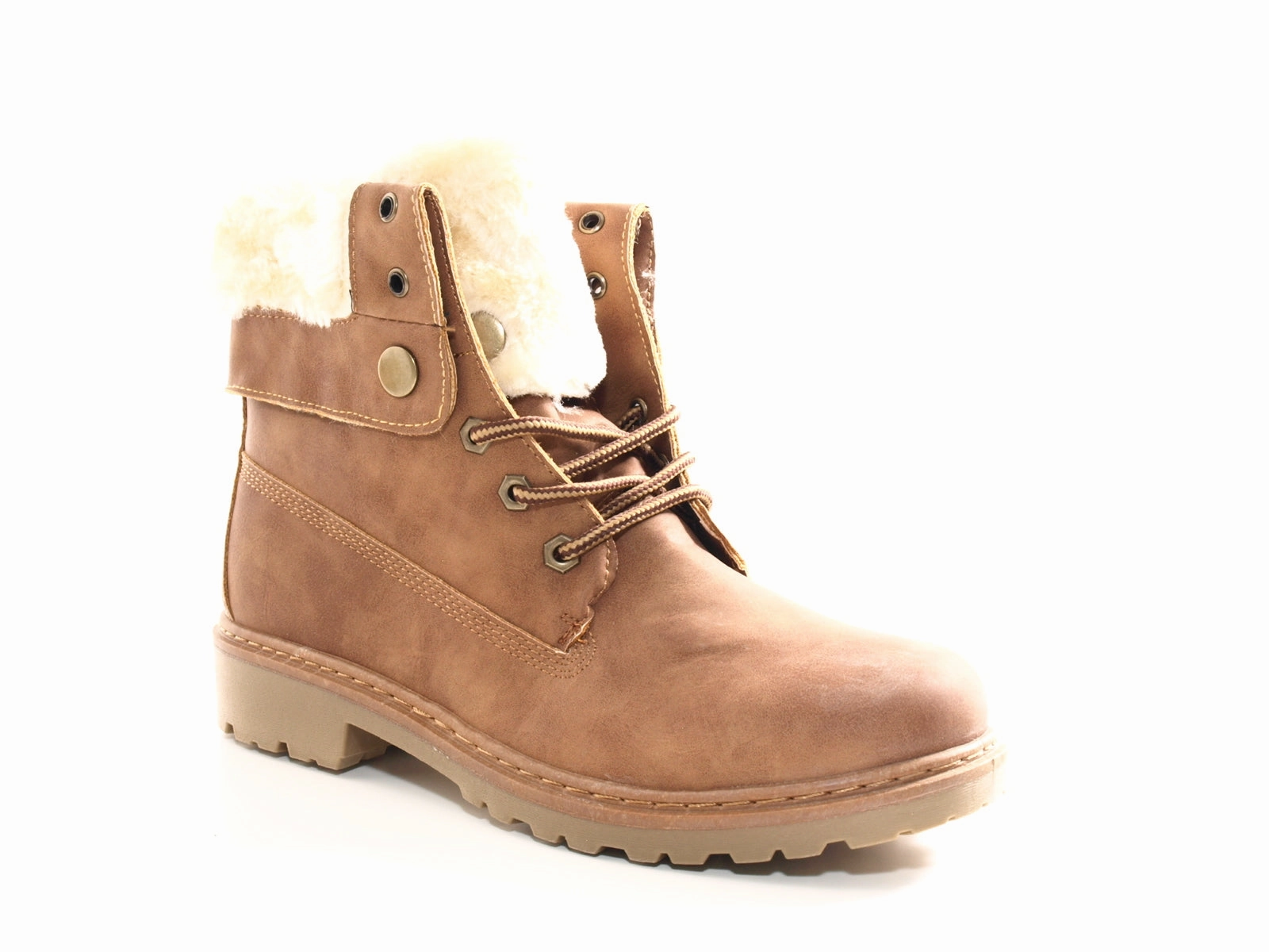 Flache Sicherheitsschuhe Sommer Damen Stiefeletten Biker Boots Outdoor Winterboots warm gefttert Camel # 9120