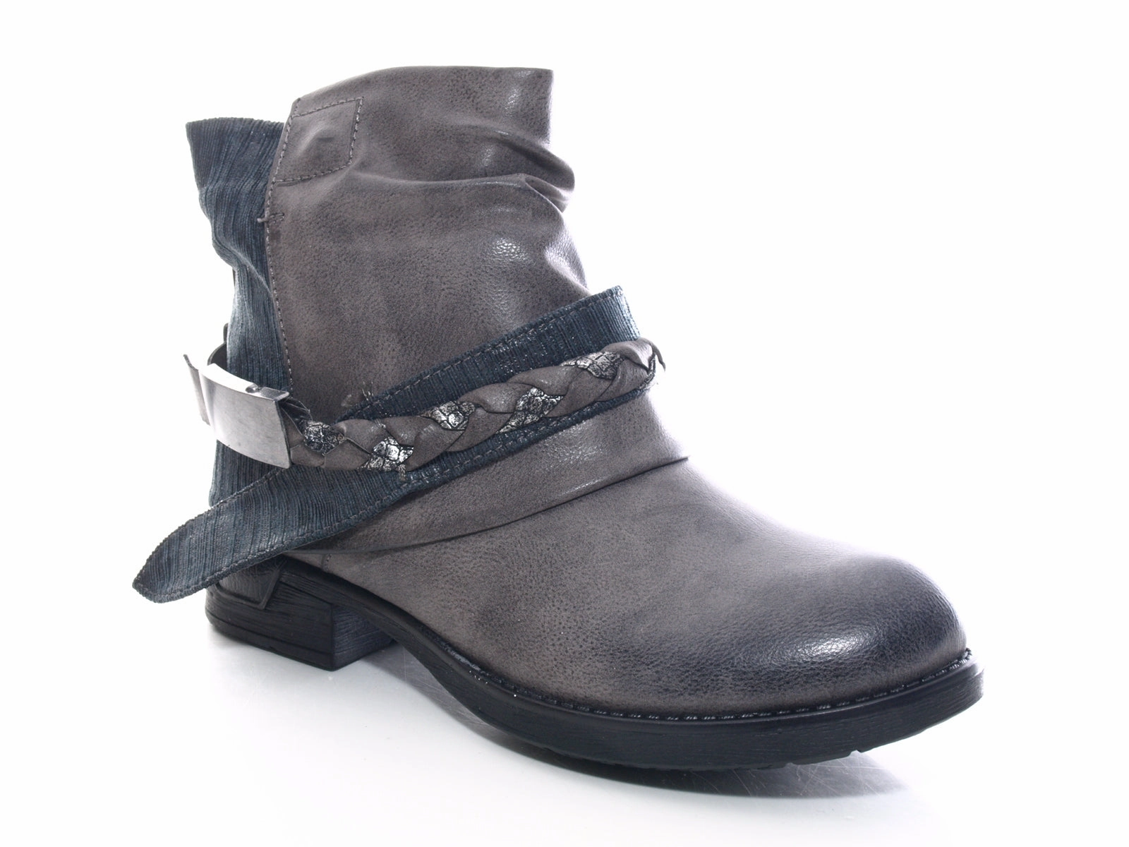 Damen Stiefeletten Biker Boots Outdoor Winterboots warm gefttert Grey # 210 Sicherheitsschuhe Empfehlung