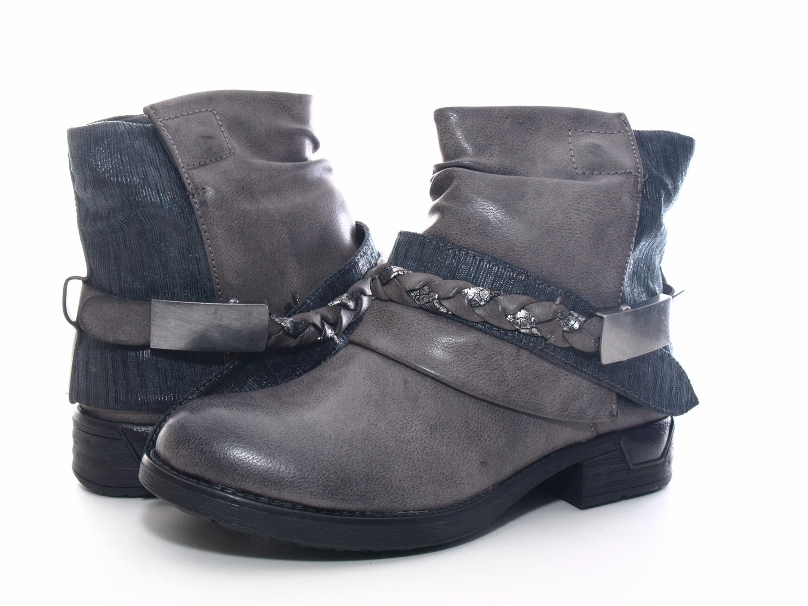 Damen Stiefeletten Biker Boots Outdoor Winterboots warm gefttert Grey # 210 Sicherheitsschuhe Elten S1p