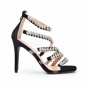 Ugly Feet In High Heels Stunning Black High Heel Sandals with Sparkling Straps | 269G-C