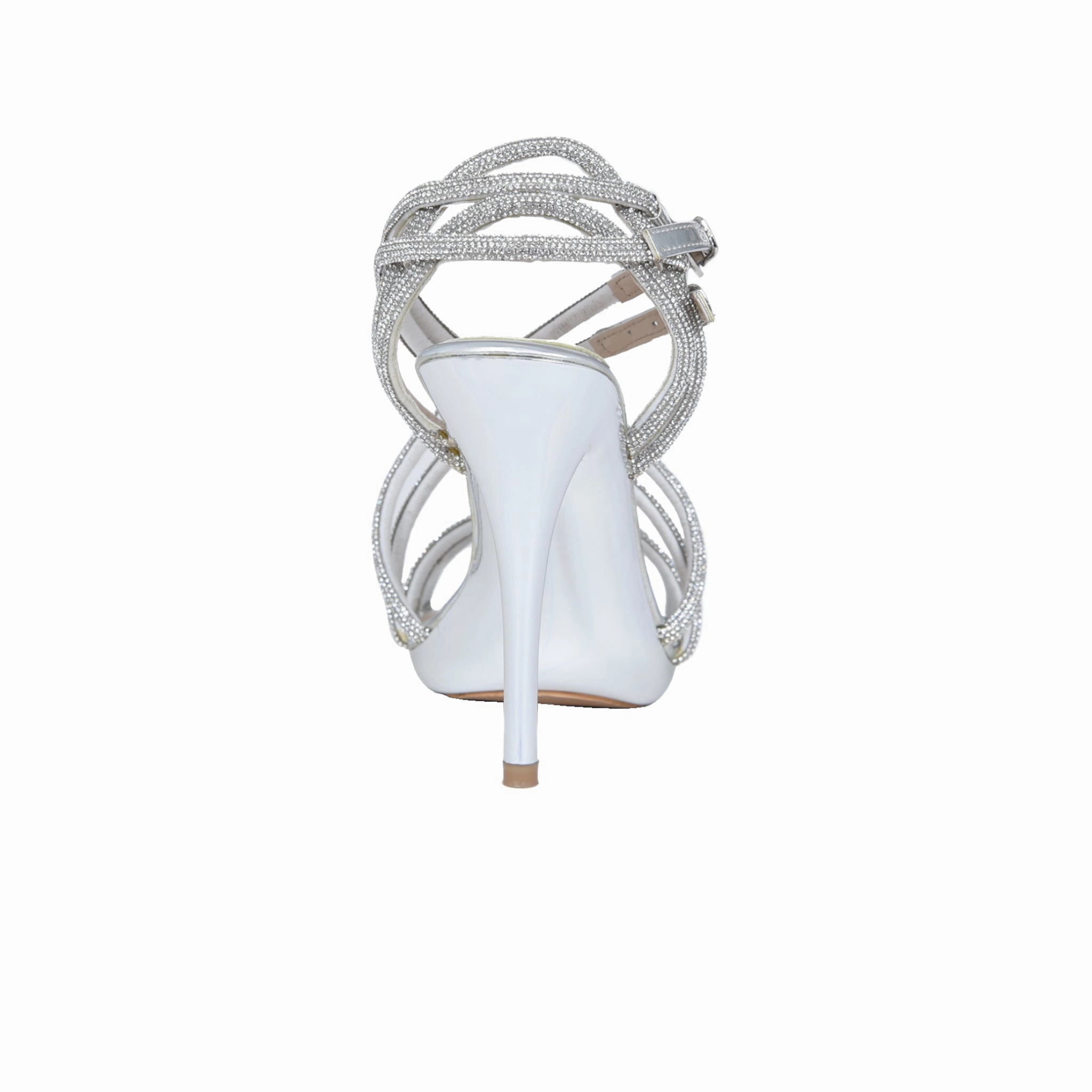 Stunning Silver Strappy High Heel Sandals | 281D-S Art Deco High Heels