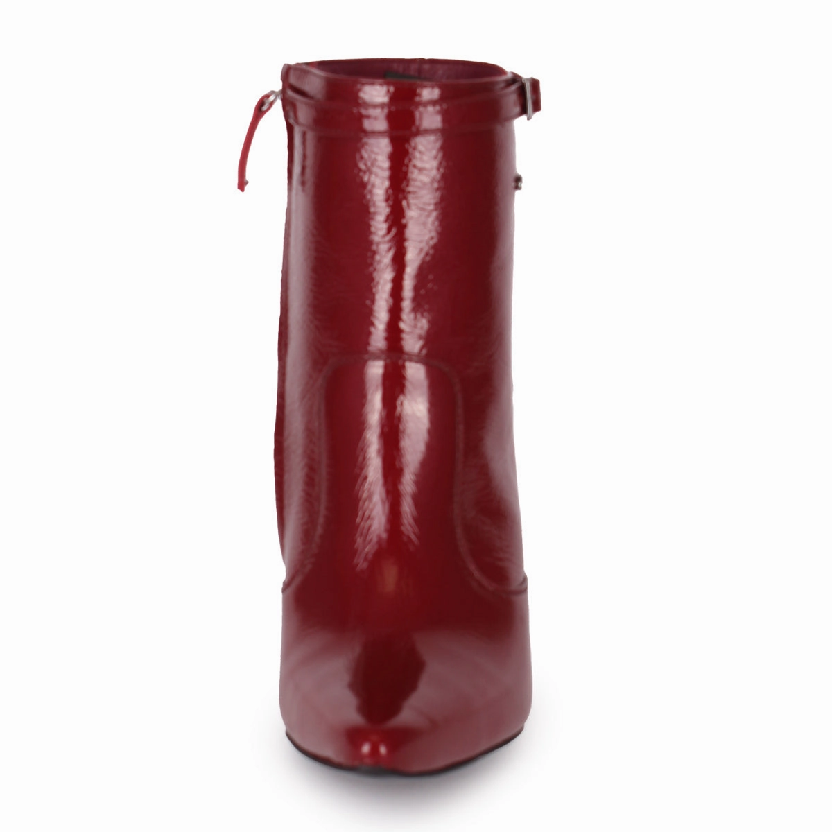Ankle Boots Glitzer Stiefelette mit schmalem Riemchen (Modell 811) Lackleder oxblood