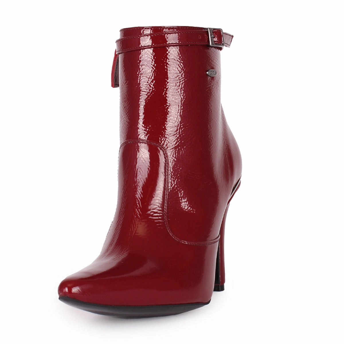 Calf Hair Ankle Boots Stiefelette mit schmalem Riemchen (Modell 811) Lackleder oxblood