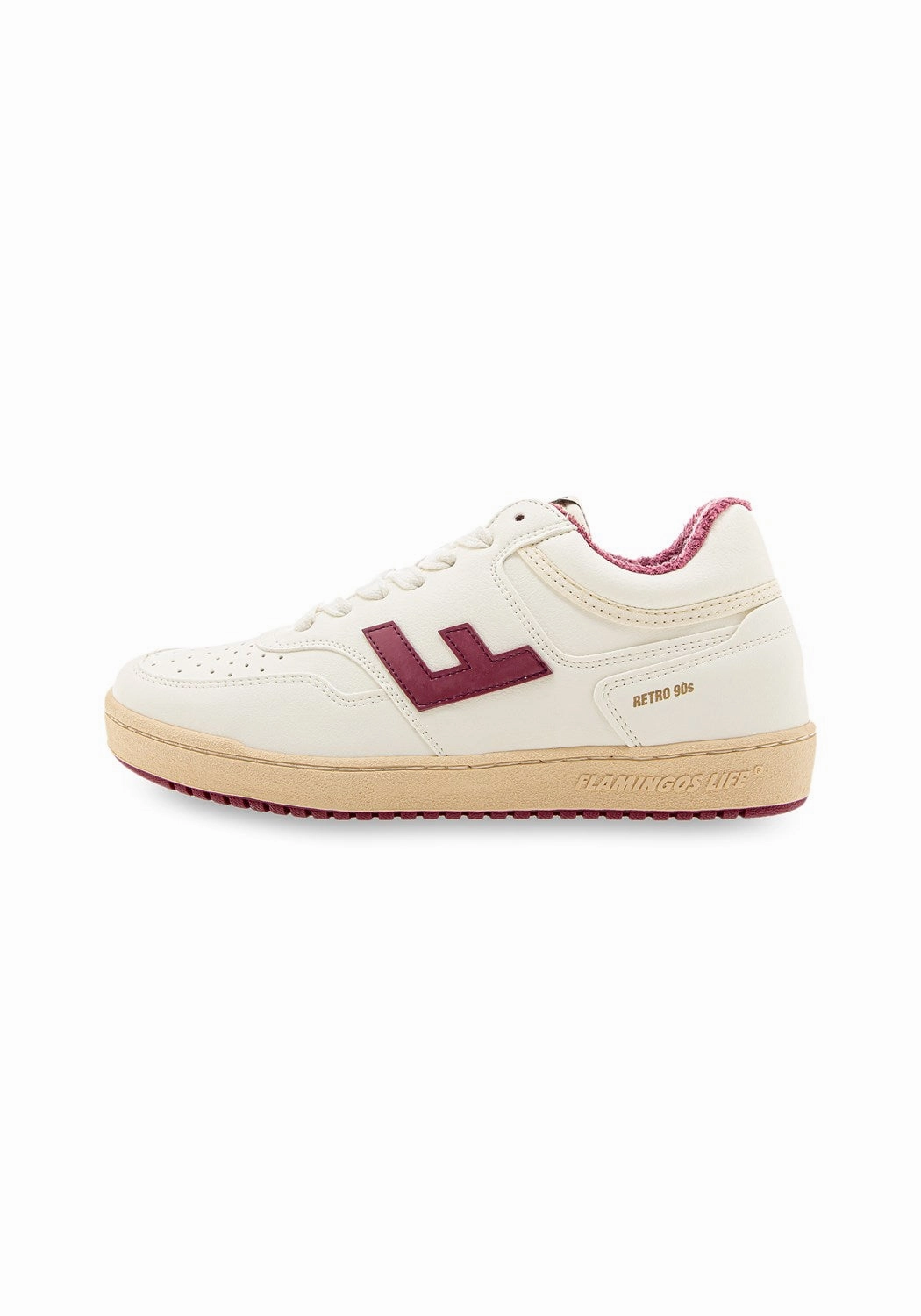 Retro 90s pearl vanilla aubergine Sneaker Breite Füße