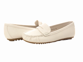 Define Penny Loafers Damen Slipper Halbschuhe Ballerina Loafer Mokassins Slip On Flats Freizeit White # 764