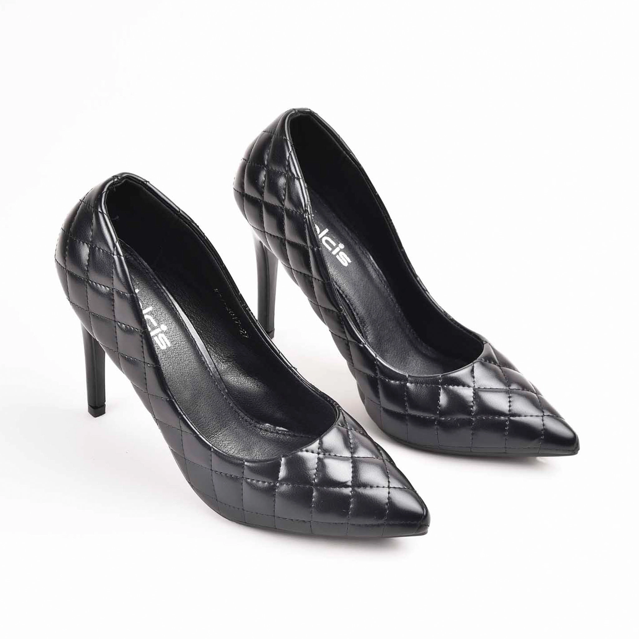 Deichmann High Heels Sandaletten Stylish Black Quilted High Heel Pumps | 470M-C