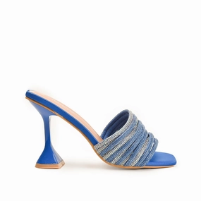 Stylish Blue Beaded High Heels | 577L-Q Superstar High Heels