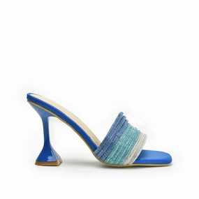 High Heels Schwarz Stylish Blue Beaded High Heels | 598K-Q