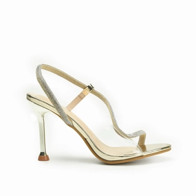 Stylish Gold High Heel Sandals with Clear Strap | 264G-X Sommerkind High Heels → High Heels
