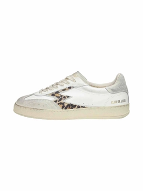 Sneaker Für Röcke Club Deluxe Torn Canvas Leoprad Print M Logo White Brushed