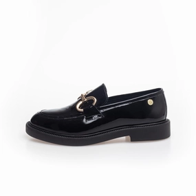 Loafers With Wide Leg Jeans AWAKE - Black patent