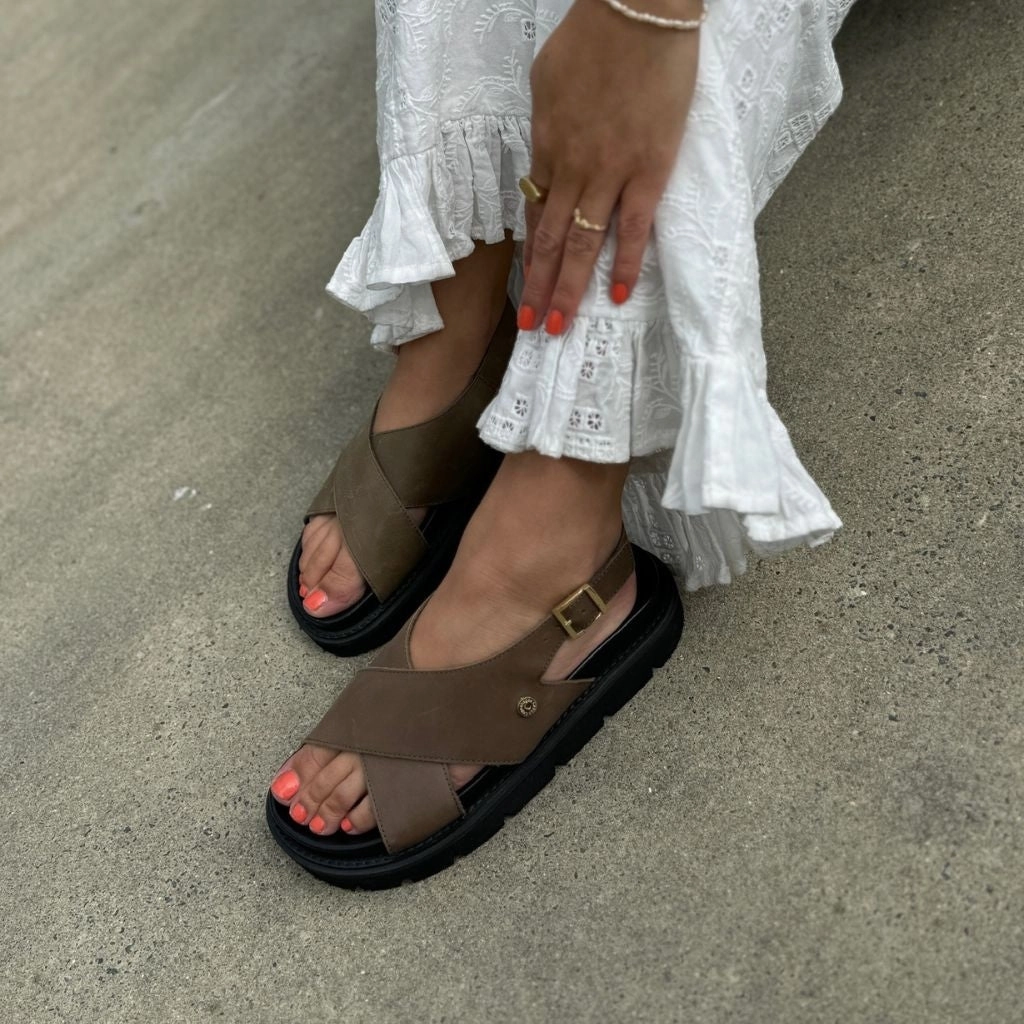 SUMMERTIME - DK TAUPE (ARMY) Sandalen Größe 42