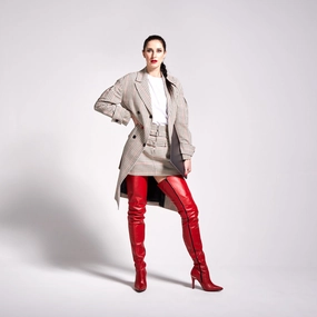 Stiefel Firma Super lange High Heel Overknee Stiefel (Modell 106) Leder rot