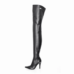 Stiefel Im Reiterlook Super lange High Heel Overknee Stiefel (Modell 106) Leder schwarz