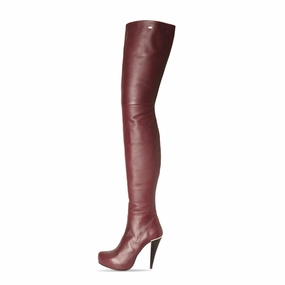 Super lange Overkneestiefel (Modell 318) Leder bordeaux Lucky Shoes Stiefel