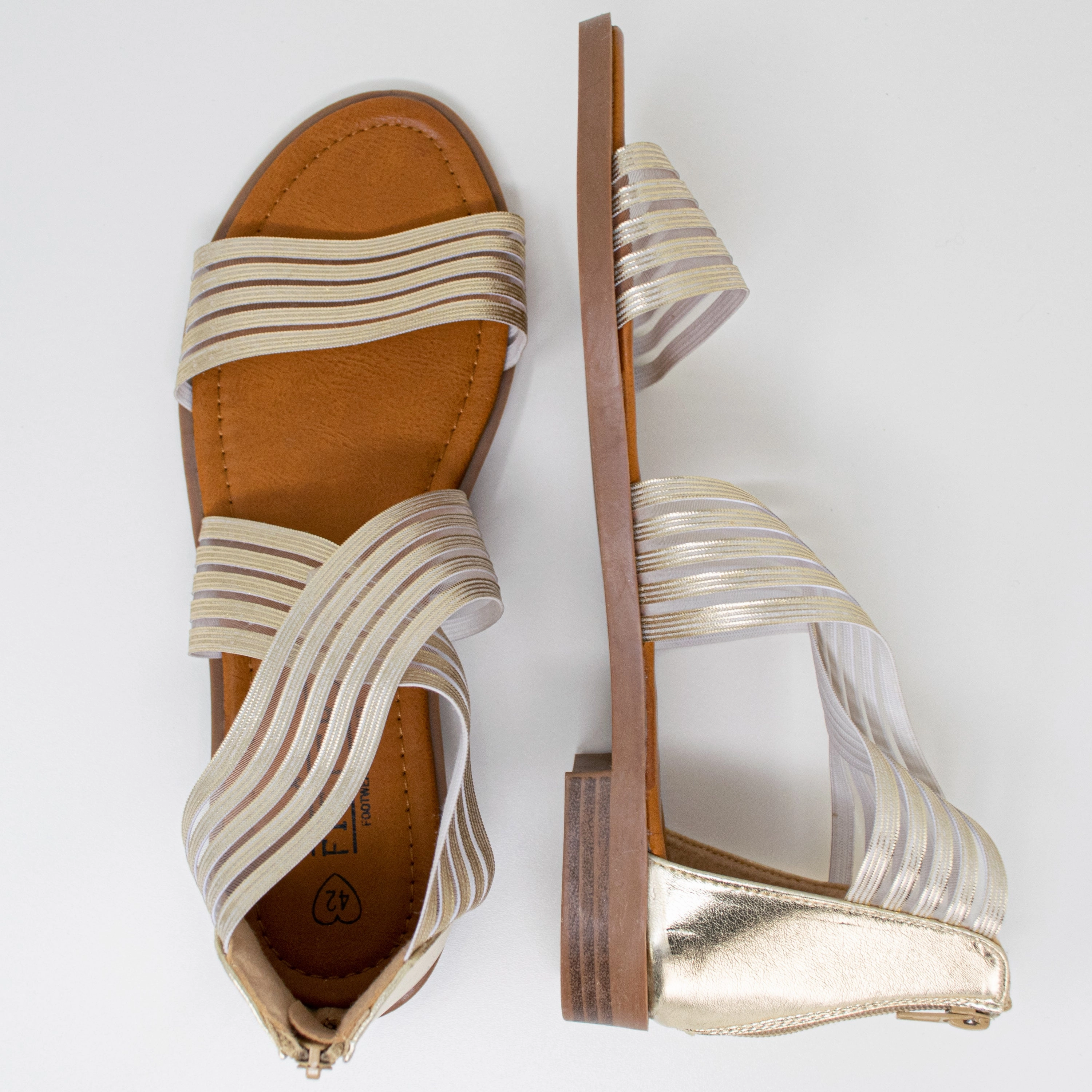 Christina in gold - Damen Sandale Orthopädische Sandalen Leder